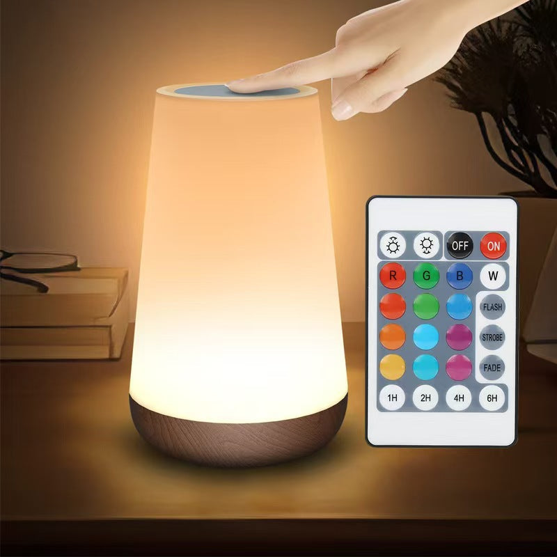 Remote Control Touch Sensor Wood Grain Table Lamp