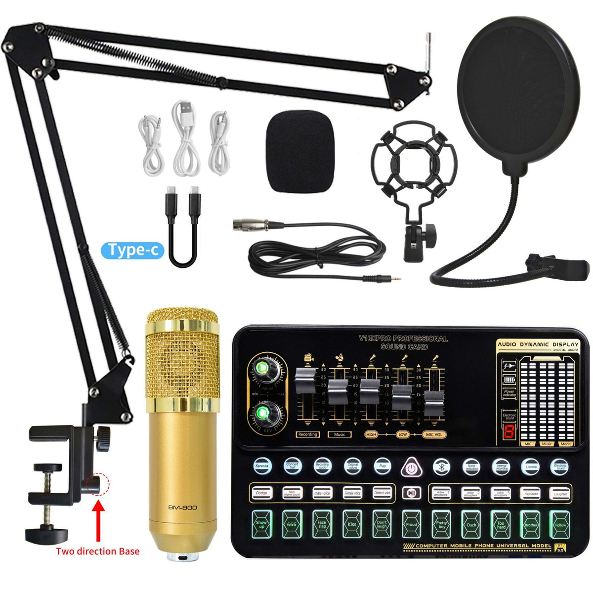 Professional V10XPRO Live Sound Card with Microphone