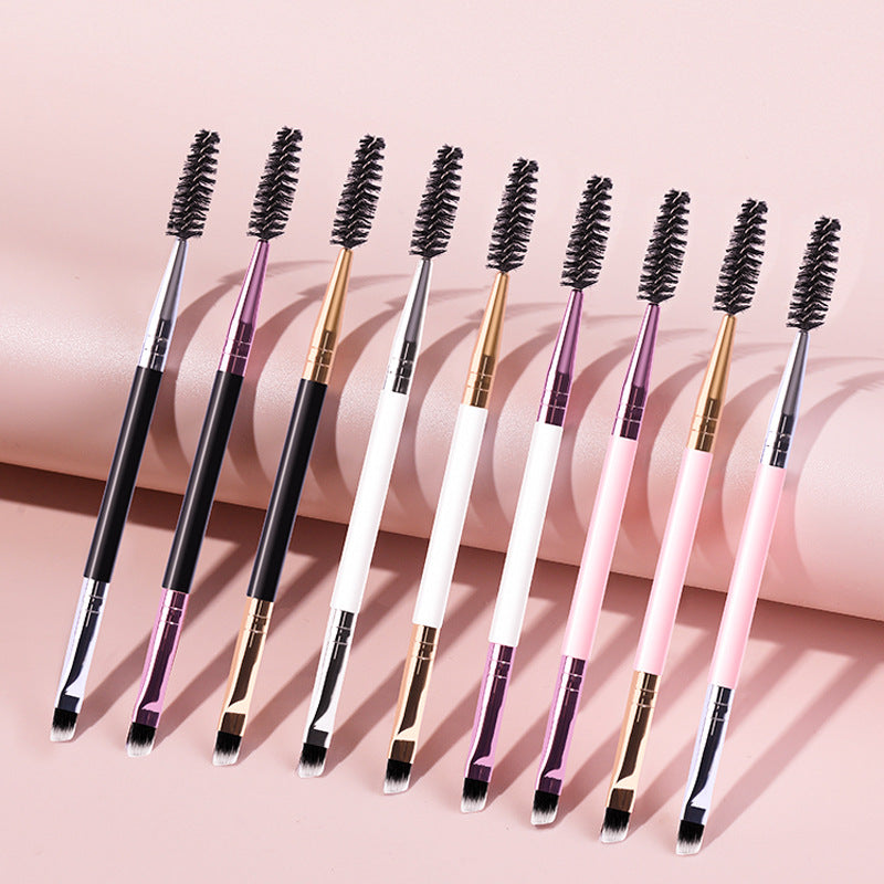 Double-Ended Eyebrow Brush and Eyelash Curler Beauty Tool