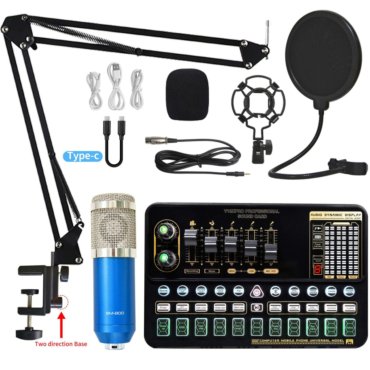 Professional V10XPRO Live Sound Card with Microphone