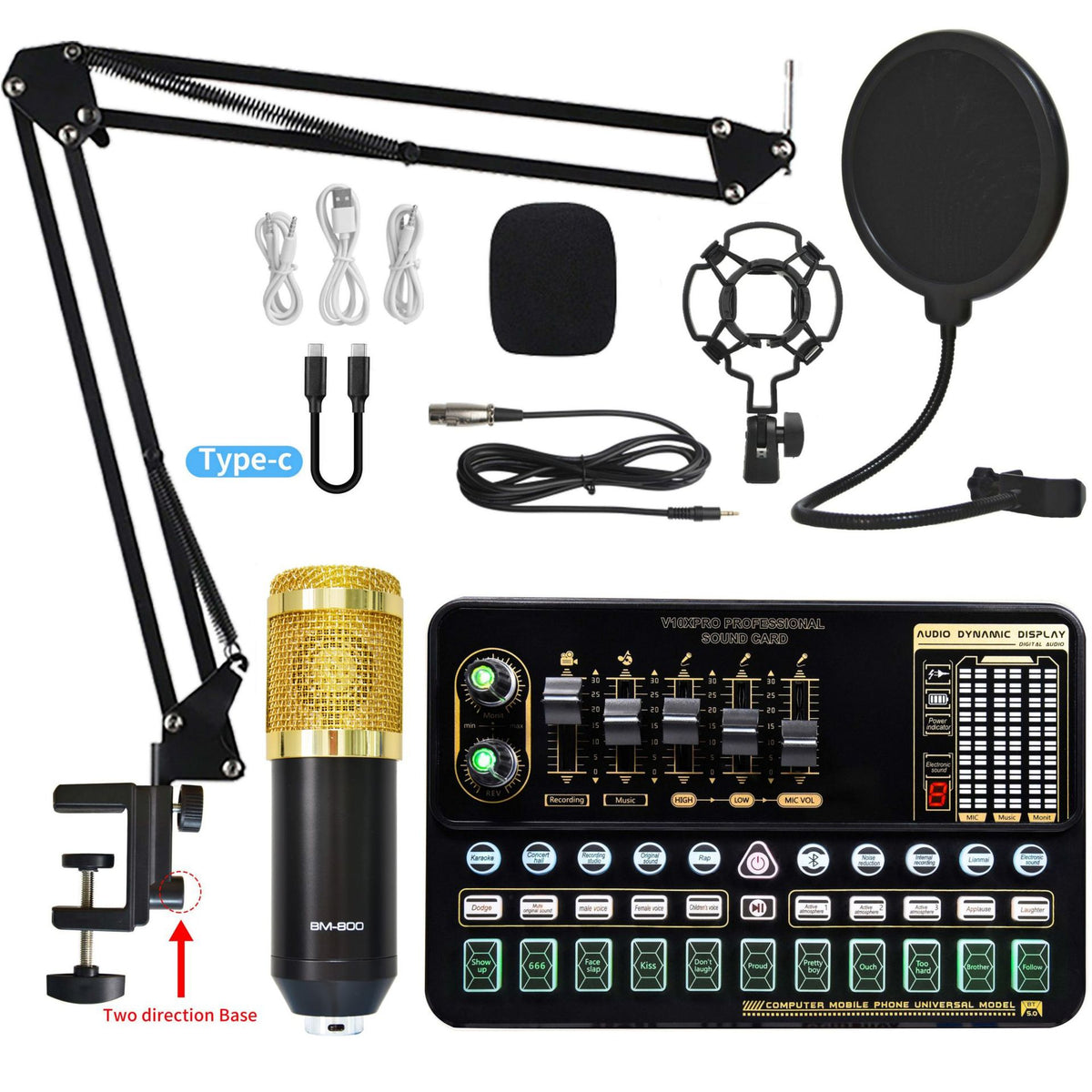 Professional V10XPRO Live Sound Card with Microphone