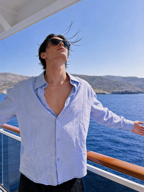 Casual Long Sleeve Linen Shirt for Men