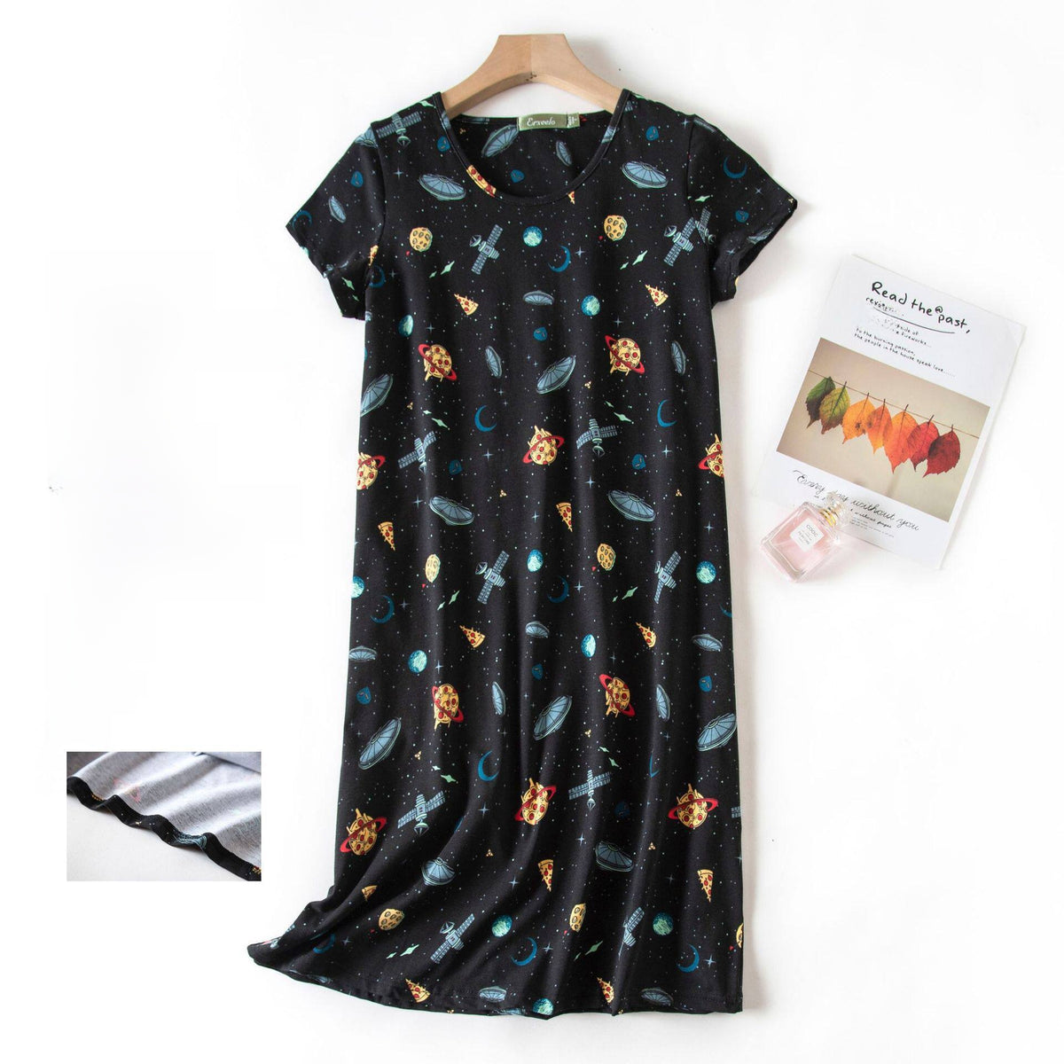 Women Cotton Cartoon Nightdress Plus Size Short Sleeve Sleepwear