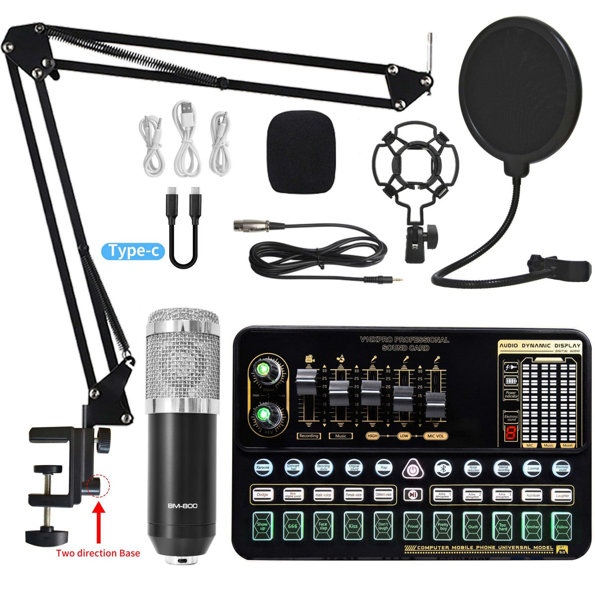 Professional V10XPRO Live Sound Card with Microphone