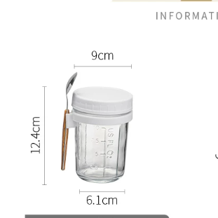 Glass Oatmeal Cup with Lid and Spoon