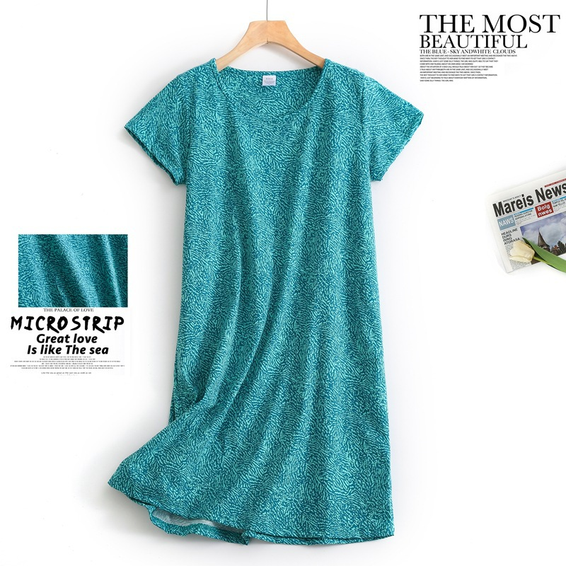 Women Cotton Cartoon Nightdress Plus Size Short Sleeve Sleepwear