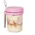 Glass Oatmeal Cup with Lid and Spoon